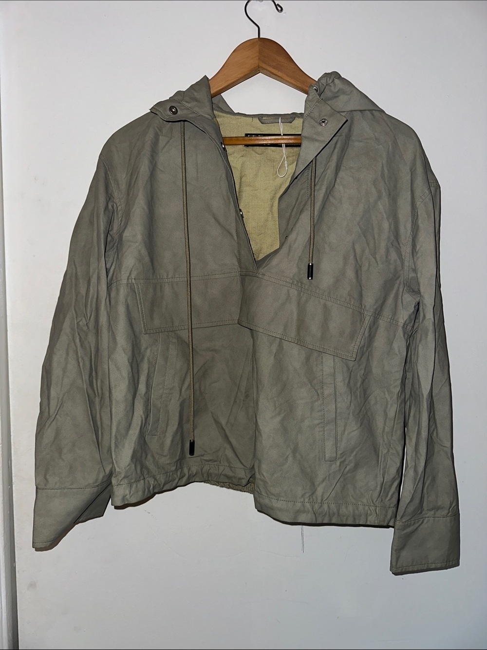 Zara Olive Green Hooded Anorak Jacket